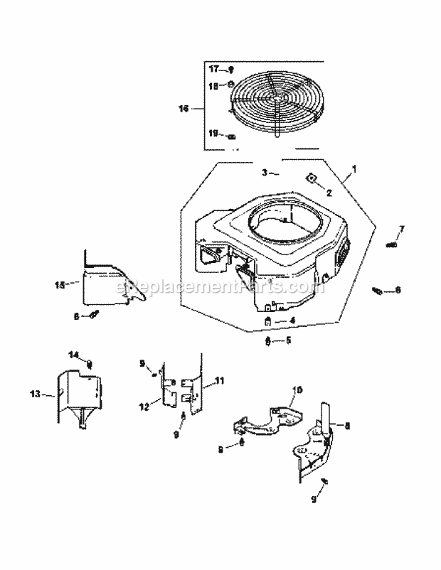 Cv25-69558 Blower Housing & Baffles Diagram and Parts List for M60-KH 53AB5BAX150-25-HP Cub Cadet Lawn Tractor